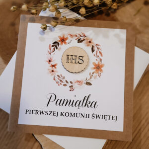 Personalizowana Kartka Komunijna Kwiaty
