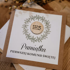 Personalizowana Kartka Komunijna Zielona