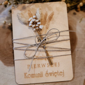 Personalizowana Kartka Komunijna z Sklejki